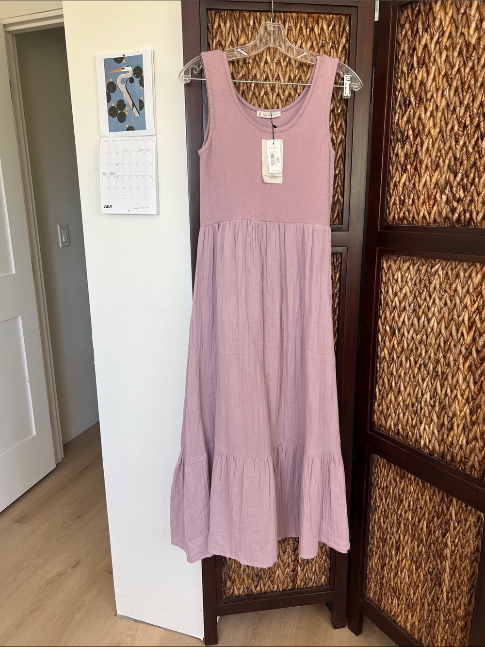 NWT Salty Lemon size L Sleeveless tank light weight and flowy mauve Tiered Dress